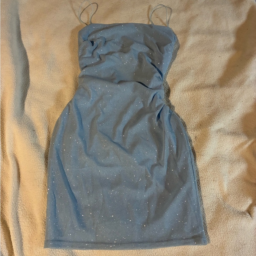 Light Blue Glitter Mini Dress